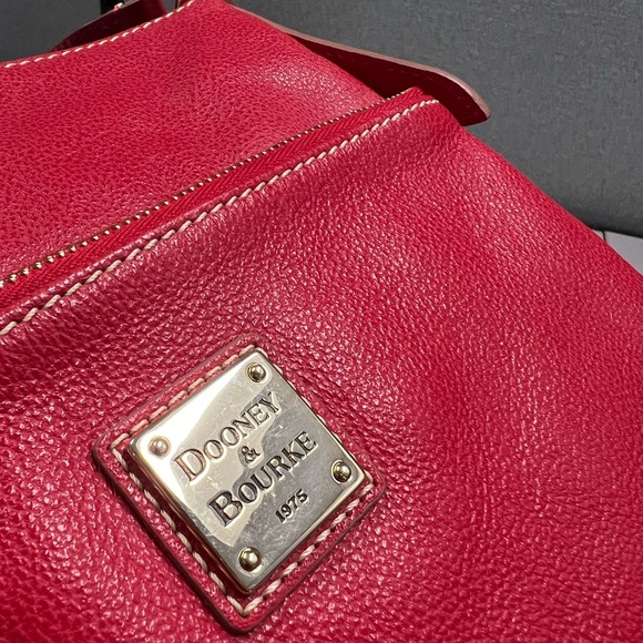 Dooney & Bourke Red Pebble Leather Letter Carrier Bag - Picture 6 of 16